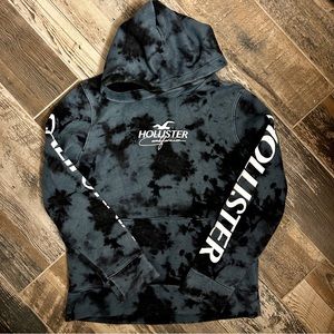 Green and Black Tie Dye Hollister California Hoodie with White Logo Size S